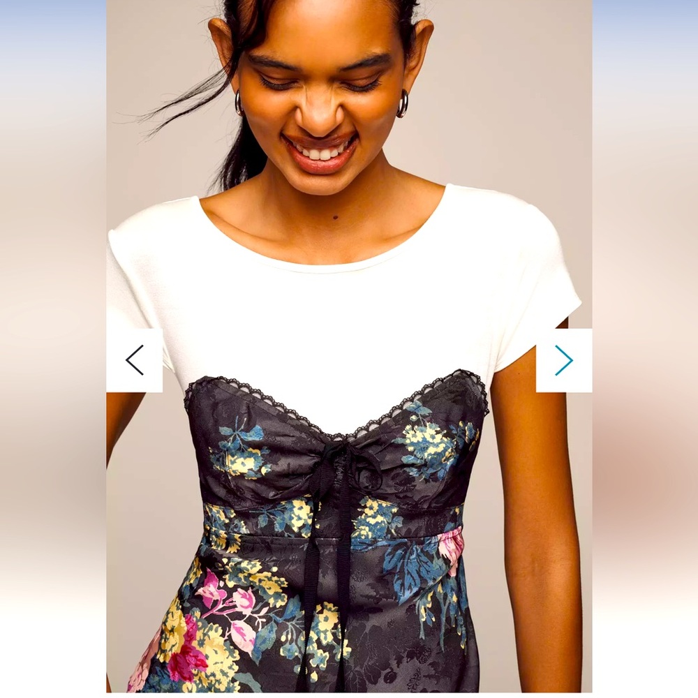 BNWT By Anthropologie Twofer Floral Silky Midi Slip Dress - Picture 2 of 3